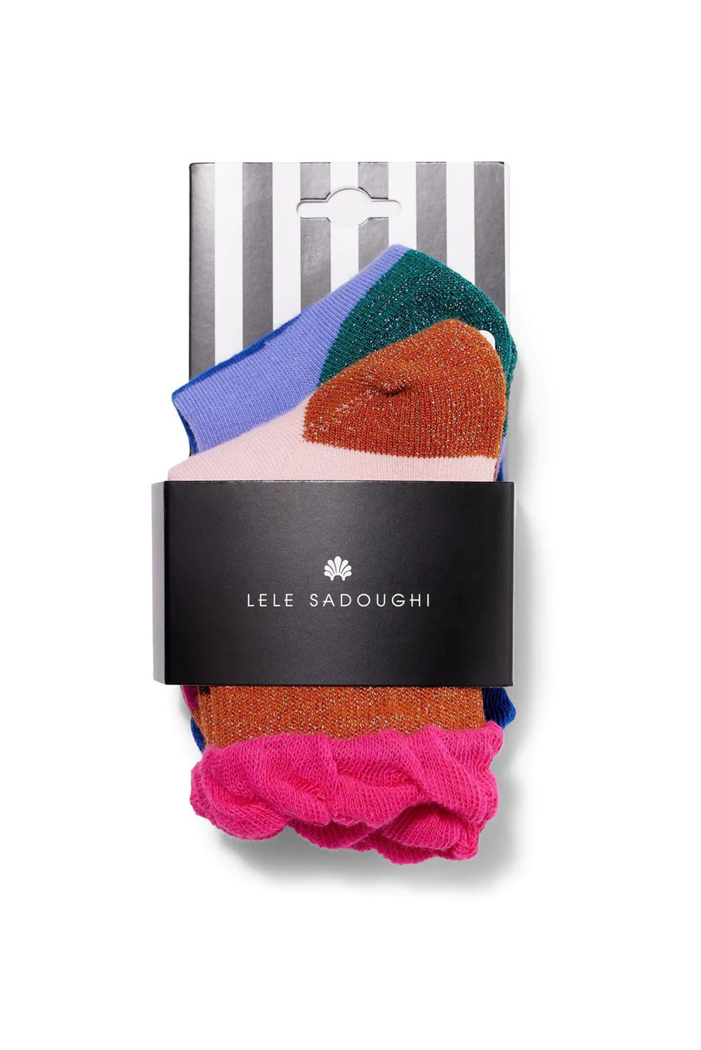 Image of Electric Rainbow Set of 2 Ruffle Confetti Socks - KIDS